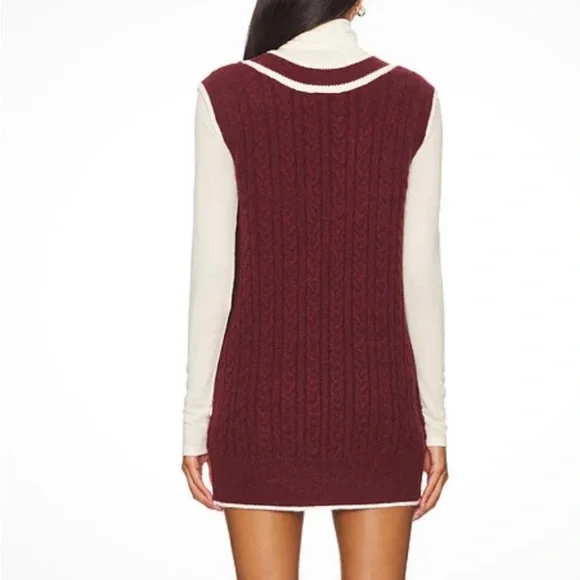Amanda Uprichard Burgundy and Cream Mini Dress. Size L NWT